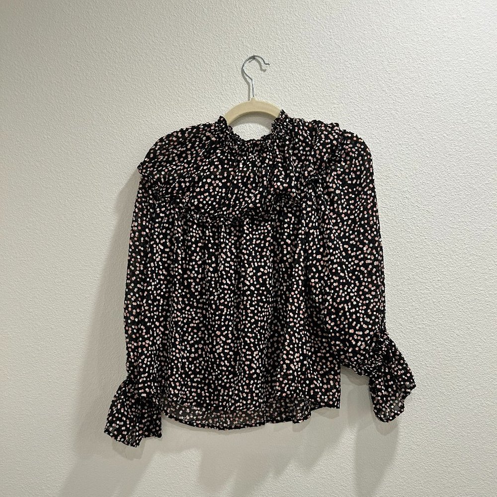 Who What Wear long-sleeve polka dot blouse